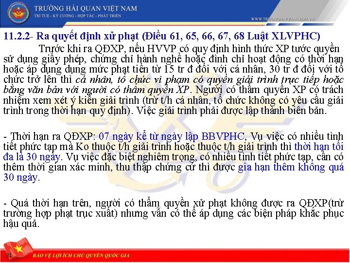 11. 2. 2 - Ra quyết định xử phạt (Điều 61, 65, 66, 67,