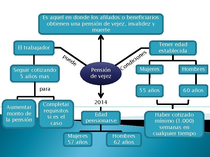 Es aquel en donde los afilados o beneficiarios obtienen una pensión de vejez, invalidez