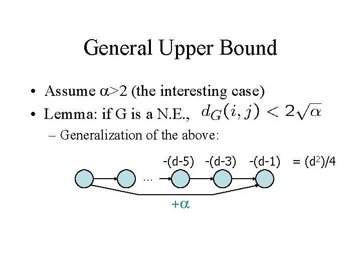General Upper Bound • Assume >2 (the interesting case) • Lemma: if G is