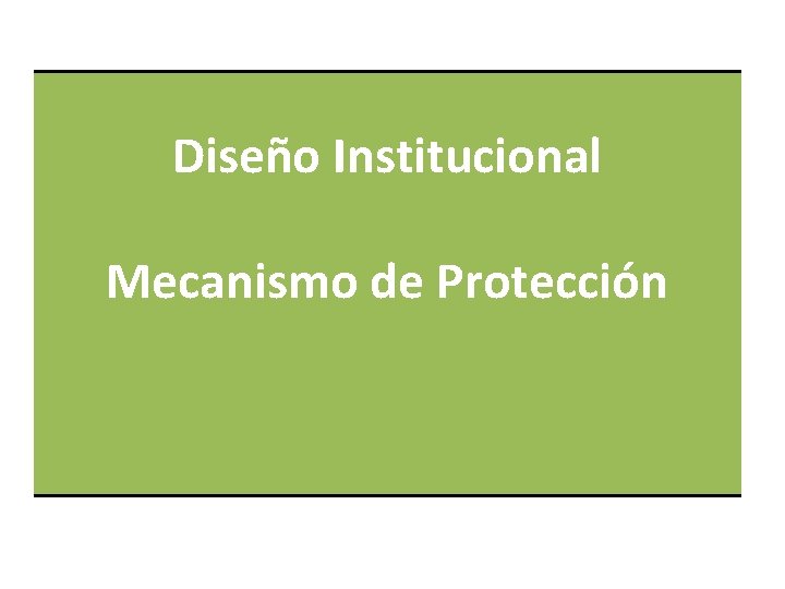Diseño Institucional Mecanismo de Protección 