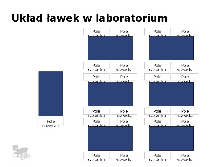 Układ ławek w laboratorium Pole nazwiska Pole nazwiska Pole nazwiska Pole nazwiska Pole nazwiska