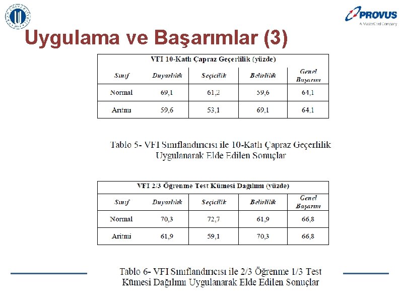 Uygulama ve Başarımlar (3) 