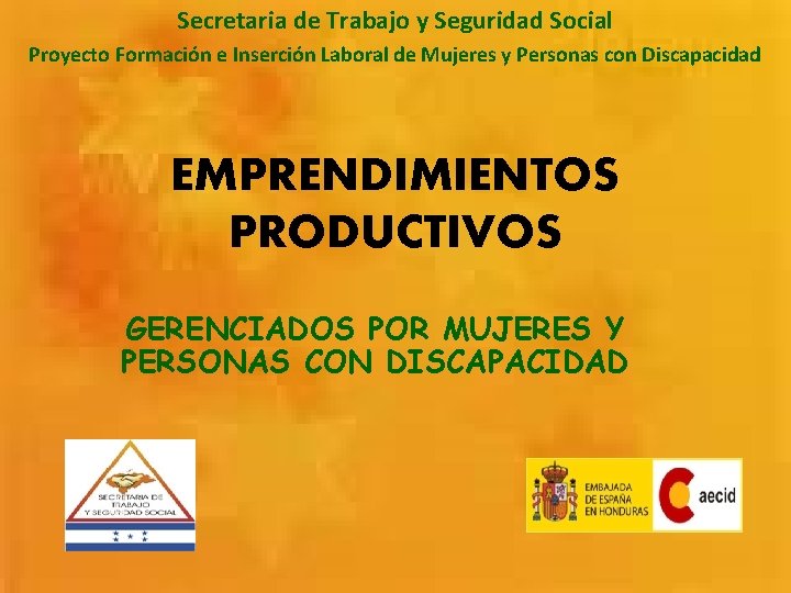 Secretaria de Trabajo y Seguridad Social Proyecto Formación e Inserción Laboral de Mujeres y