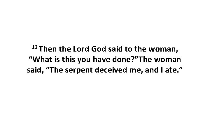 13 Then the Lord God said to the woman, “What is this you have