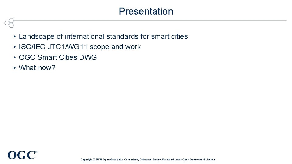 Presentation • • Landscape of international standards for smart cities ISO/IEC JTC 1/WG 11