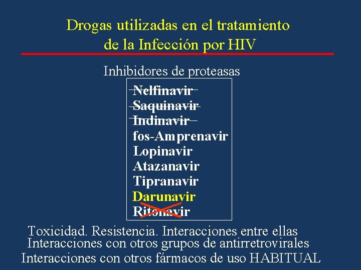 Drogas utilizadas en el tratamiento de la Infección por HIV Inhibidores de proteasas Nelfinavir