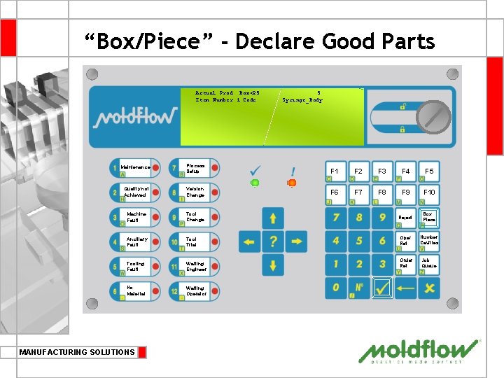 “Box/Piece” - Declare Good Parts Actual Prod. Box<25 Item Number 1 Code : 5