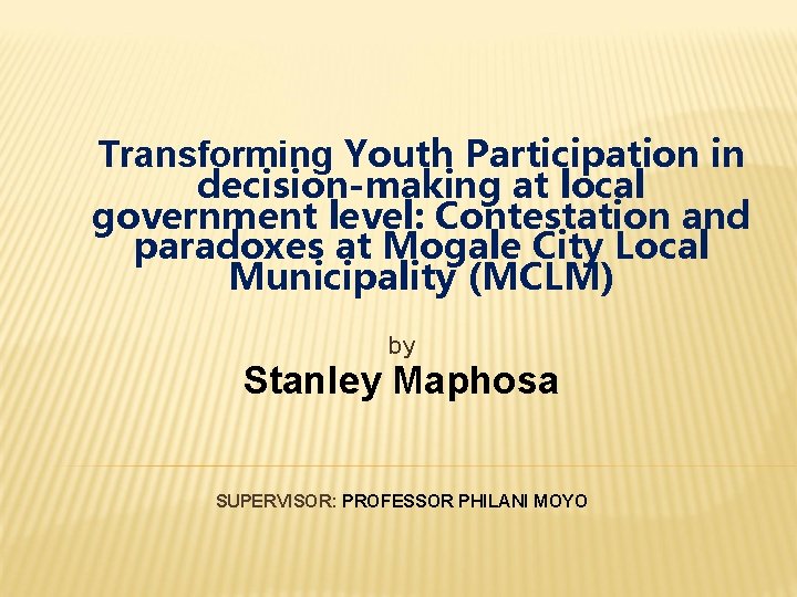 Transforming Youth Participation in decisionmaking at local government