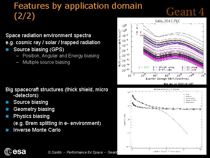 Features by application domain (2/2) Space radiation environment spectra e. g. cosmic ray /