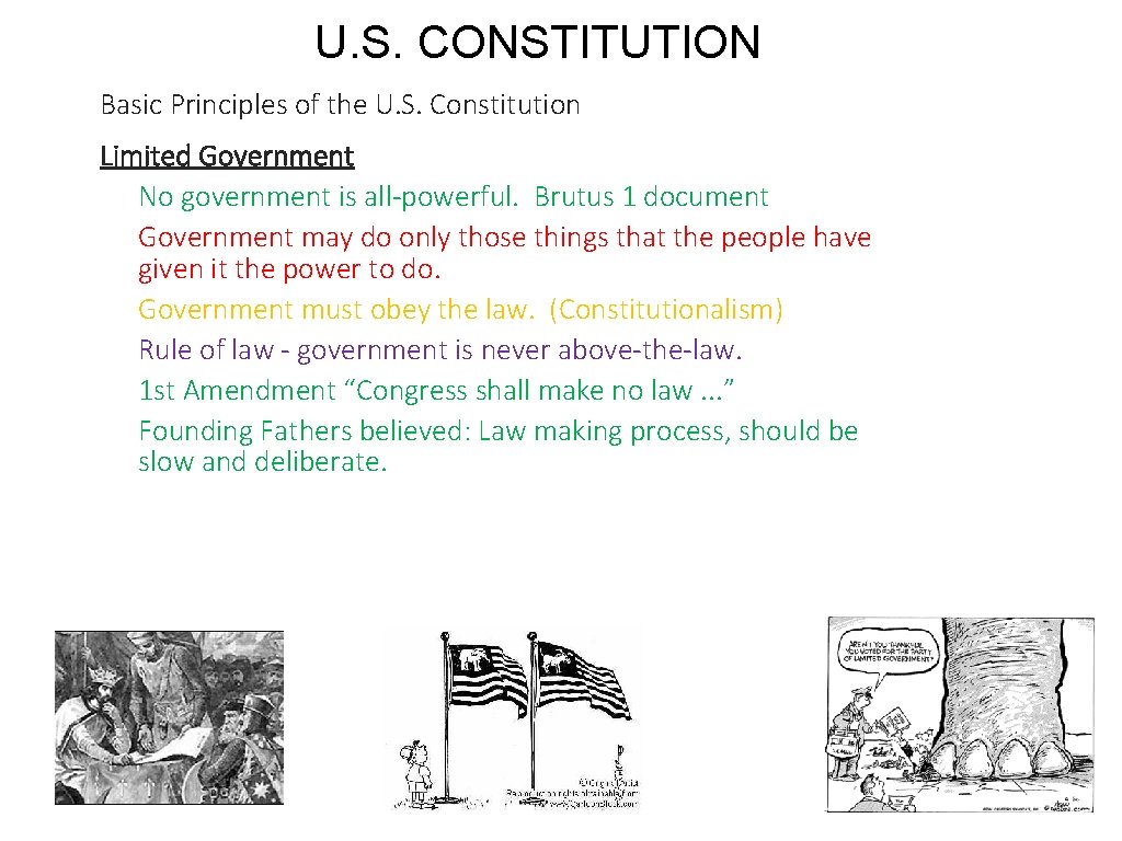 U. S. CONSTITUTION Basic Principles of the U. S. Constitution Limited Government No government