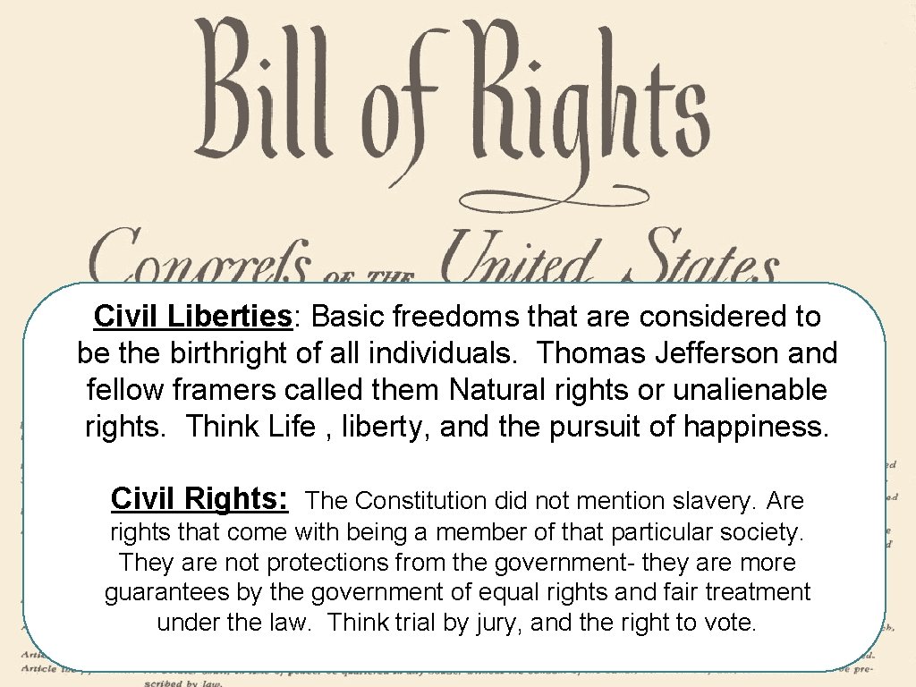 Civil Liberties: Basic freedoms that are considered to be the birthright of all individuals.