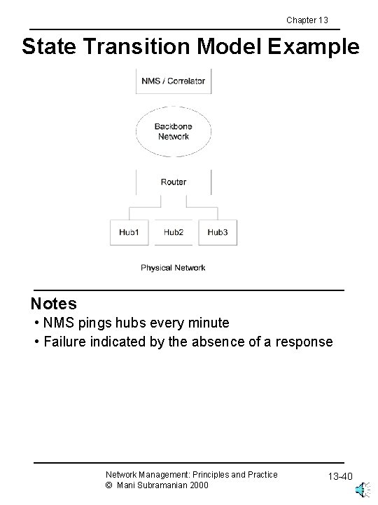 Chapter 13 State Transition Model Example Notes • NMS pings hubs every minute •