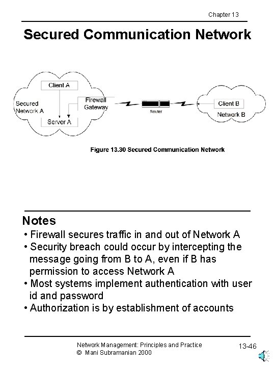 Chapter 13 Secured Communication Network Notes • Firewall secures traffic in and out of