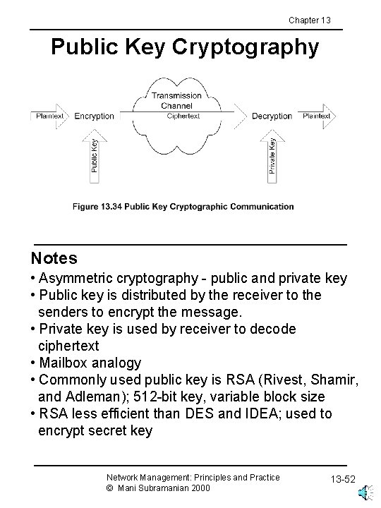 Chapter 13 Public Key Cryptography Notes • Asymmetric cryptography - public and private key