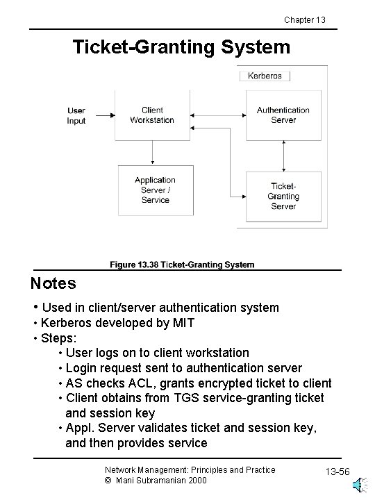 Chapter 13 Ticket-Granting System Notes • Used in client/server authentication system • Kerberos developed