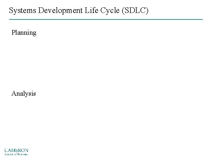 Systems Development Life Cycle (SDLC) Planning Analysis 