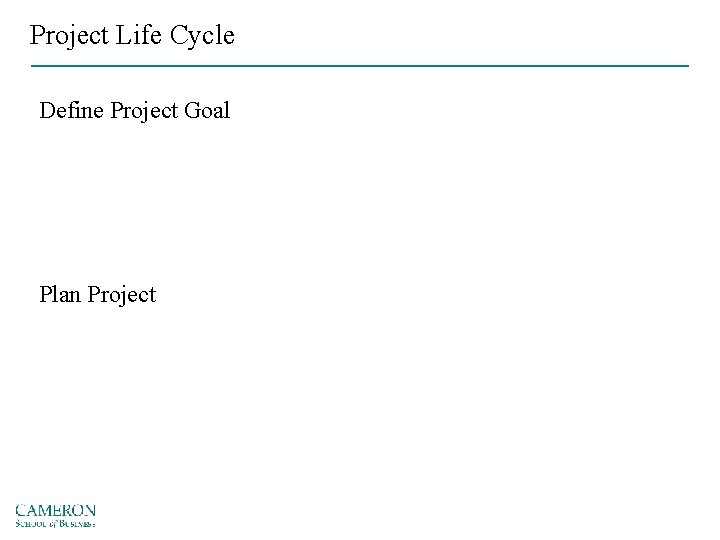 Project Life Cycle Define Project Goal Plan Project 