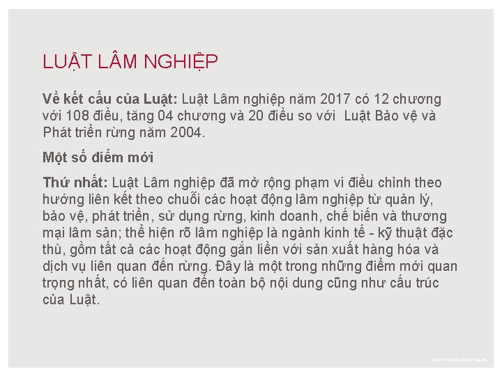 LUẬT L M NGHIỆP Về kết cấu của Luật: Luật Lâm nghiệp năm 2017