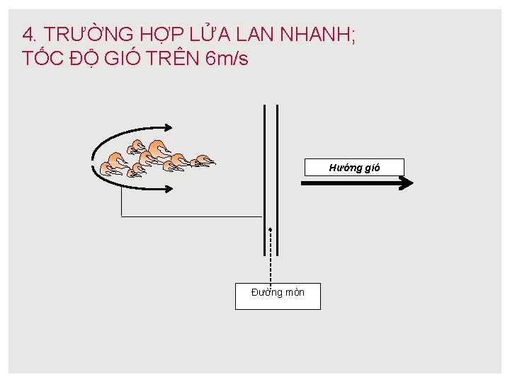 4. TRƯỜNG HỢP LỬA LAN NHANH; TỐC ĐỘ GIÓ TRÊN 6 m/s Hướng gió