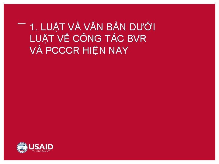 1. LUẬT VÀ VĂN BẢN DƯỚI LUẬT VỀ CÔNG TÁC BVR VÀ PCCCR HIỆN