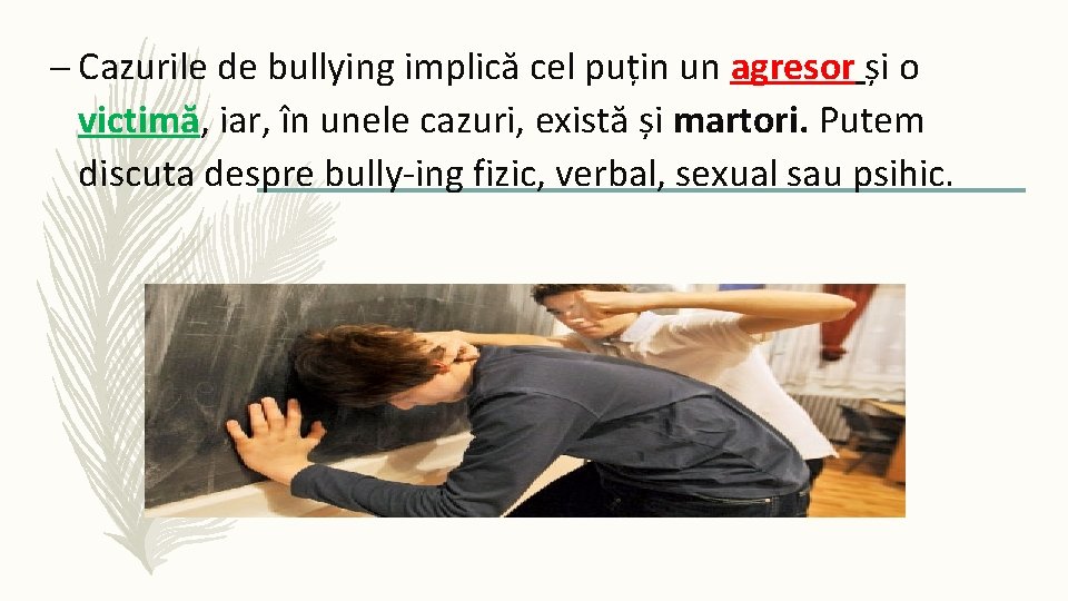 – Cazurile de bullying implică cel puțin un agresor și o victimă, iar, în