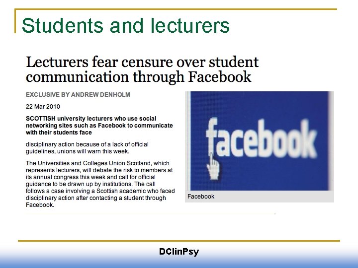 Students and lecturers DClin. Psy 