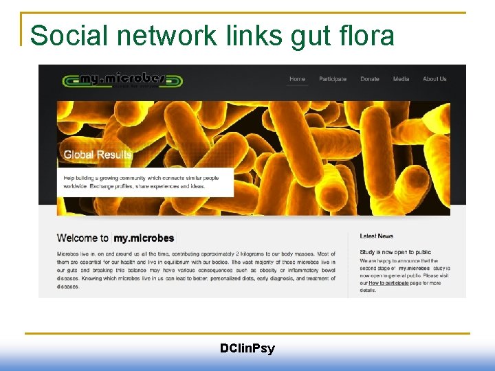 Social network links gut flora DClin. Psy 