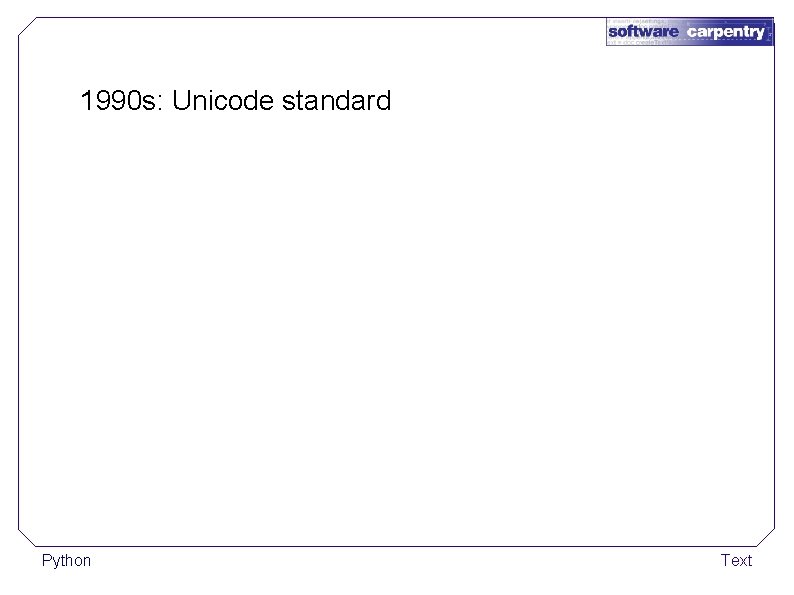 1990 s: Unicode standard Python Text 