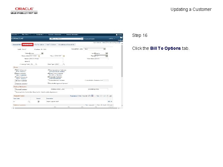 Updating a Customer Step 16 Click the Bill To Options tab. 