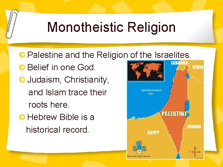 Monotheistic Religion Palestine and the Religion of the Israelites. Belief in one God. Judaism,