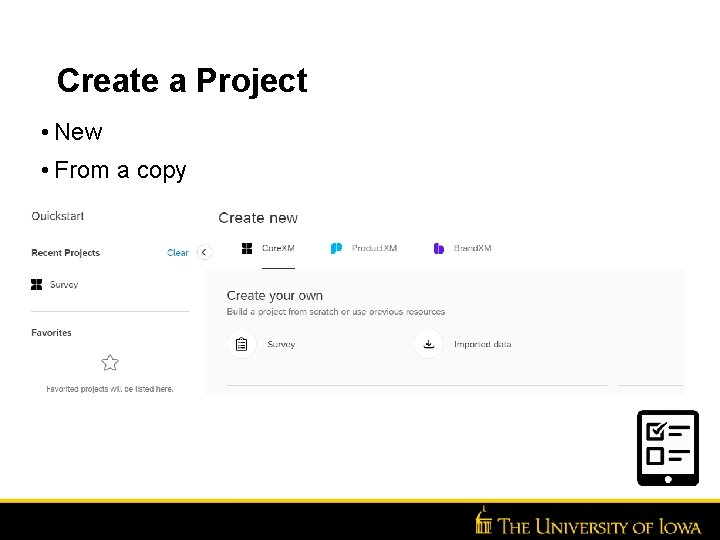 Create a Project • New • From a copy 