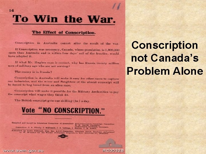 Conscription not Canada’s Problem Alone 