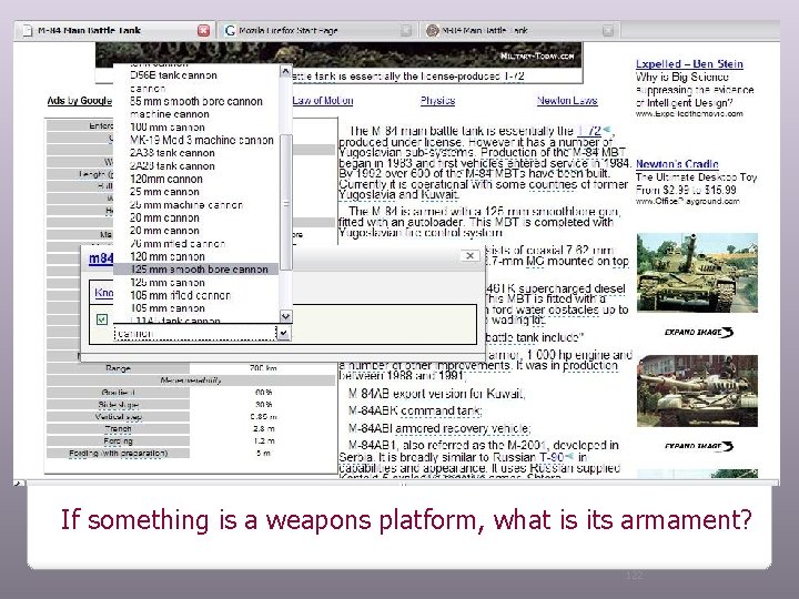 If something is a weapons platform, what is its armament? 122 