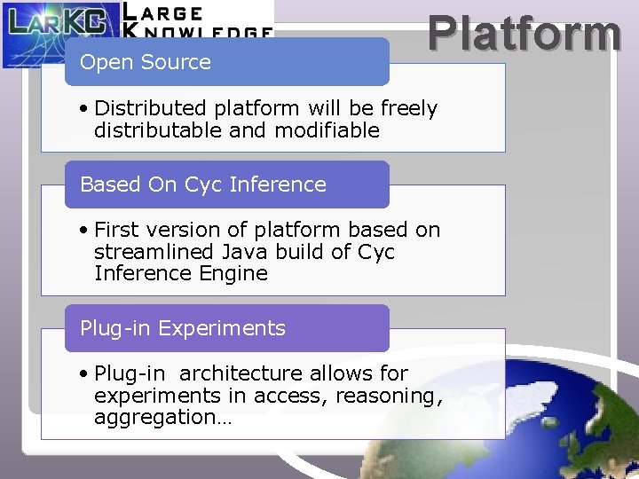 Open Source Platform • Distributed platform will be freely distributable and modifiable Based On