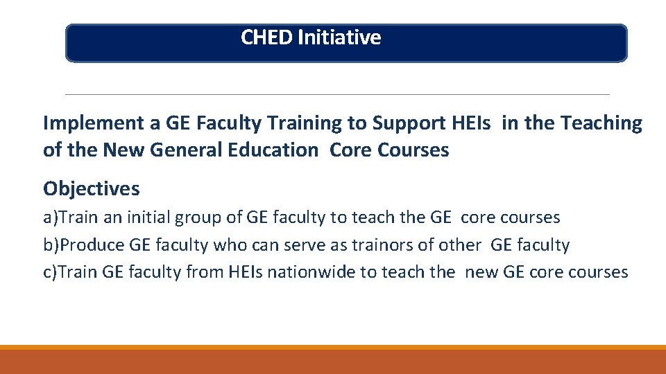 CHED Initiative Implement a GE Faculty Training to Support HEIs in the Teaching of