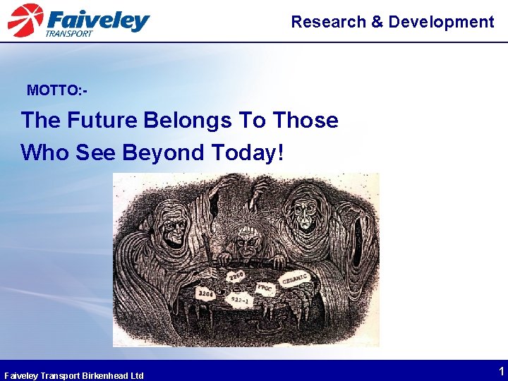 Research & Development MOTTO: - The Future Belongs To Those Who See Beyond Today!