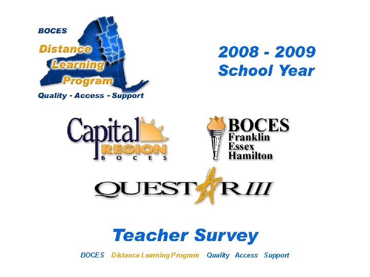 CRB/FEH/Questar III BOCES Distance Learning Project Teacher Survey Distance Learning Program 2008– 2009 School