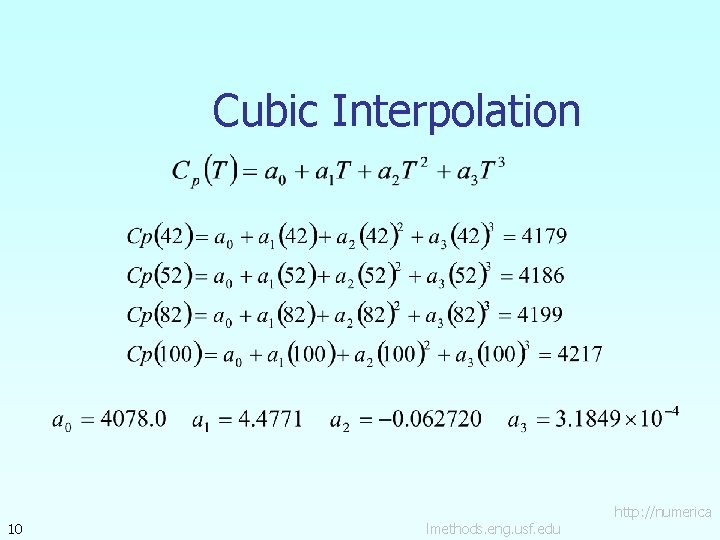 Cubic Interpolation 10 lmethods. eng. usf. edu http: //numerica 