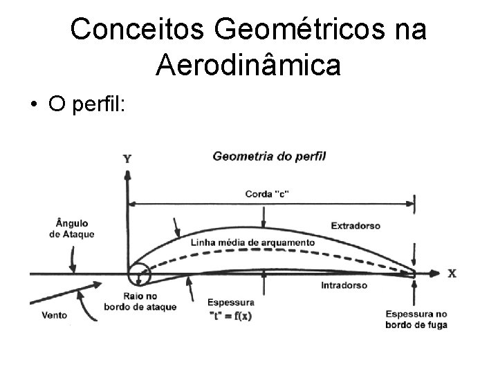 Conceitos Geométricos na Aerodinâmica • O perfil: 