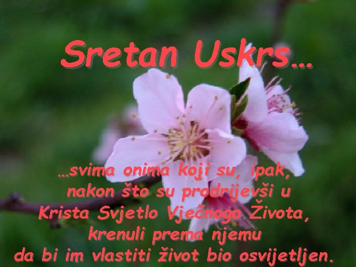 Sretan Uskrs… …svima onima koji su, ipak, nakon što su prodrijevši u Krista Svjetlo