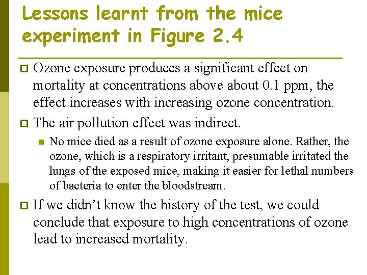 Lessons learnt from the mice experiment in Figure 2. 4 Ozone exposure produces a