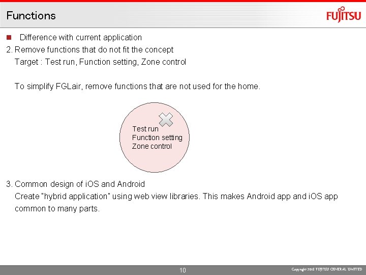 Functions n Difference with current application 2. Remove functions that do not fit the