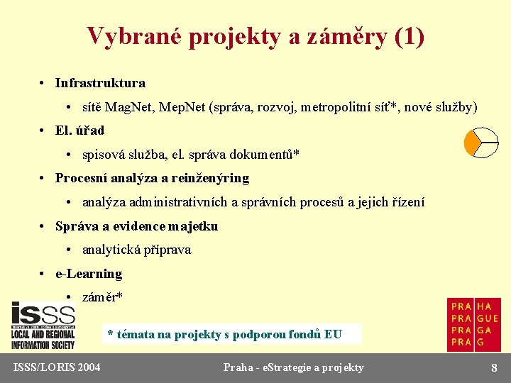 Vybrané projekty a záměry (1) • Infrastruktura • sítě Mag. Net, Mep. Net (správa,