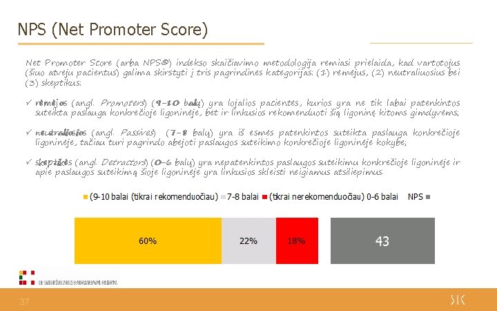 NPS (Net Promoter Score) Net Promoter Score (arba NPS®) indekso skaičiavimo metodologija remiasi prielaida,