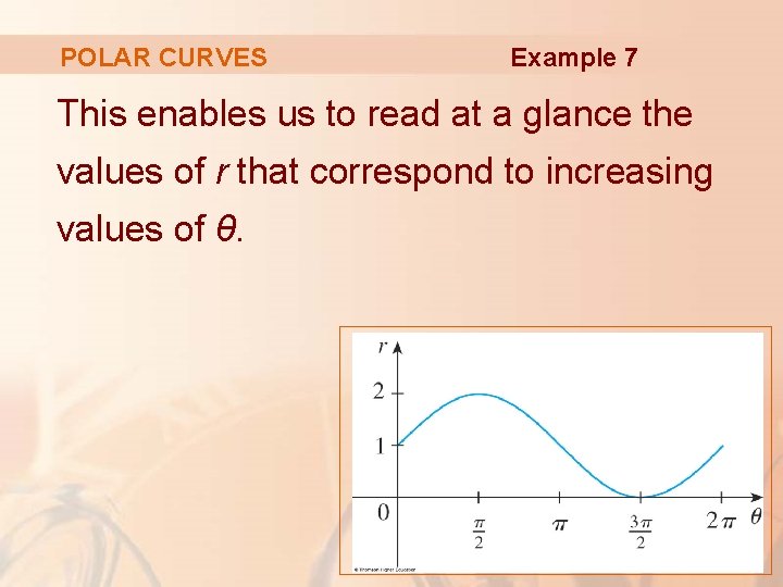 POLAR CURVES Example 7 This enables us to read at a glance the values