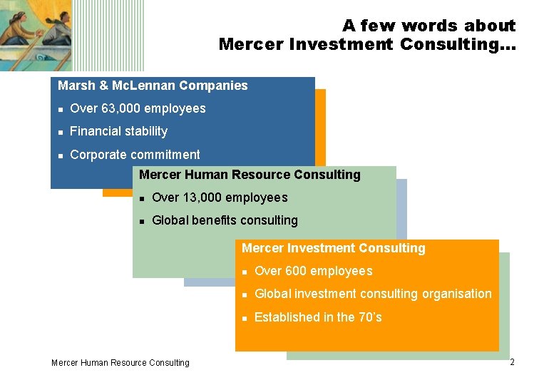 A few words about Mercer Investment Consulting… Marsh & Mc. Lennan Companies n Over