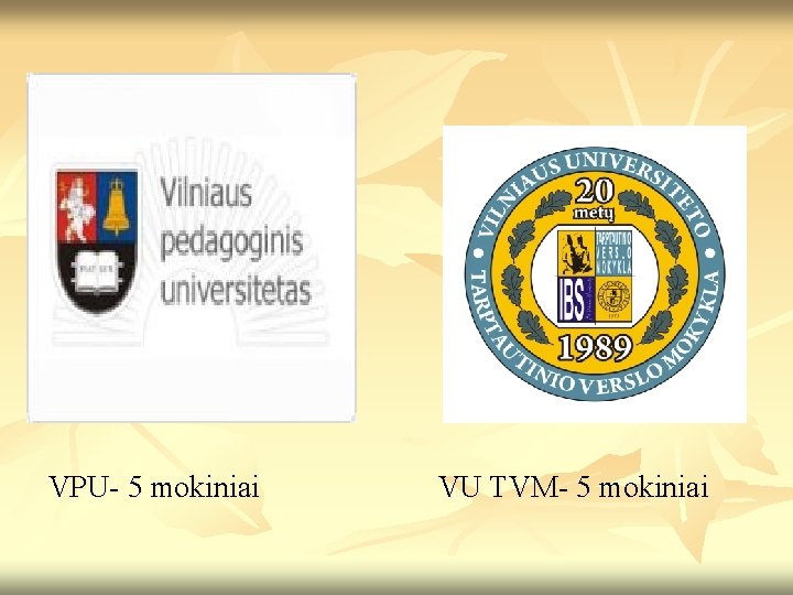 VPU- 5 mokiniai VU TVM- 5 mokiniai 