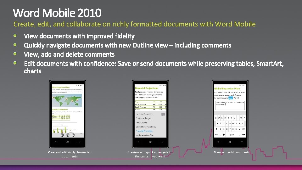 Create, edit, and collaborate on richly formatted documents with Word Mobile View and edit