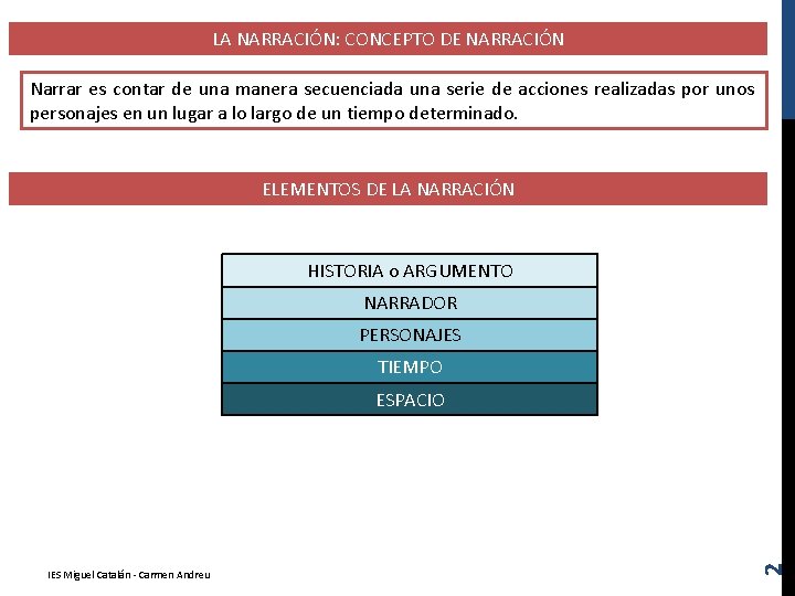 LA NARRACIÓN: CONCEPTO DE NARRACIÓN Narrar es contar de una manera secuenciada una serie