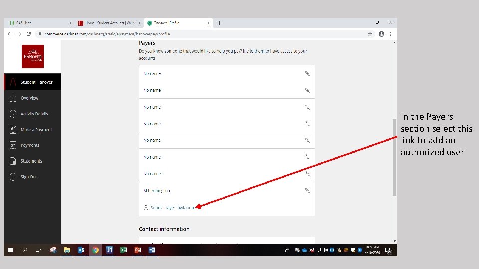 In the Payers section select this link to add an authorized user 